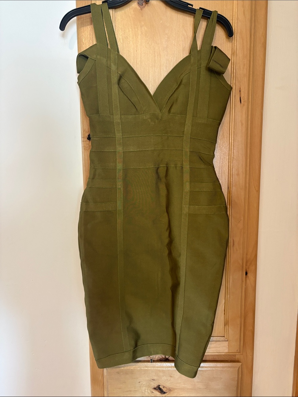 Olive Green Structured Bodycon Dress